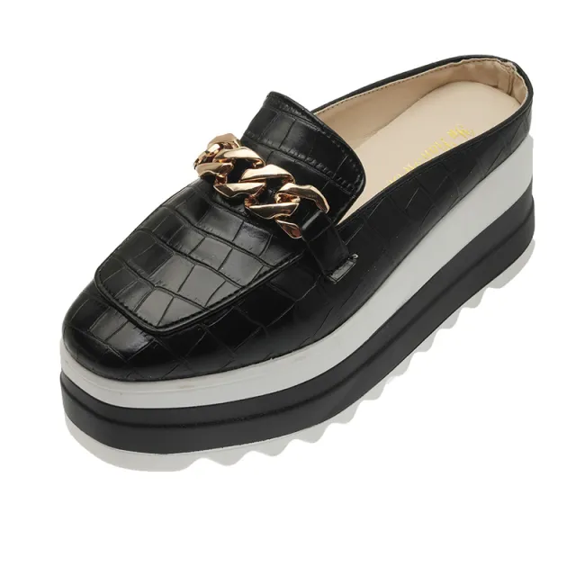 Wedge Half Mop Toe Casual Shoes Platform Black - Shop at LoveMi
