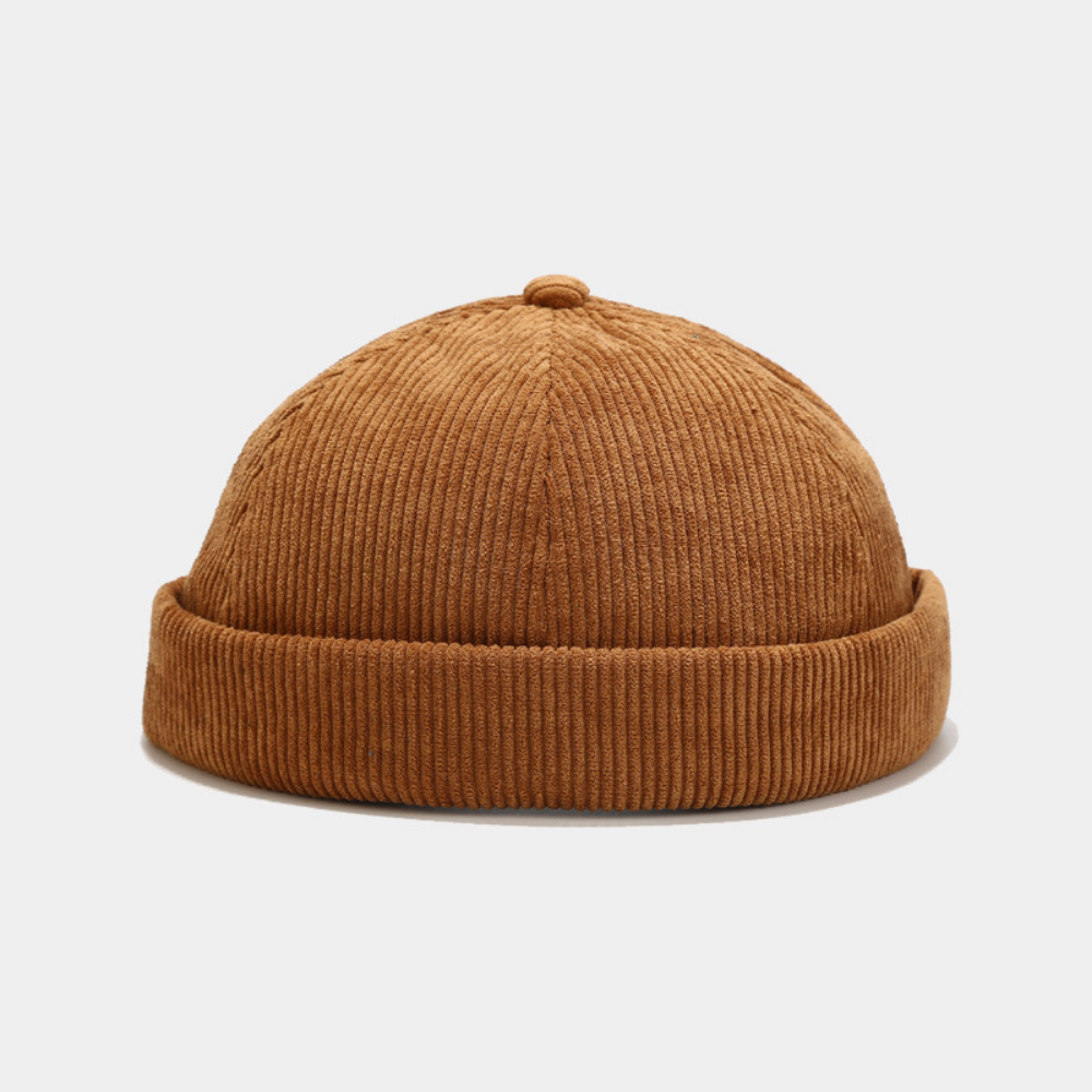 Autumn Men's And Women's Casual Fedora Hat Made Of Corduroy Fabric And Leather With Adjustable Straps, Featuring A Retro Style And Suitable For Daily Wear.