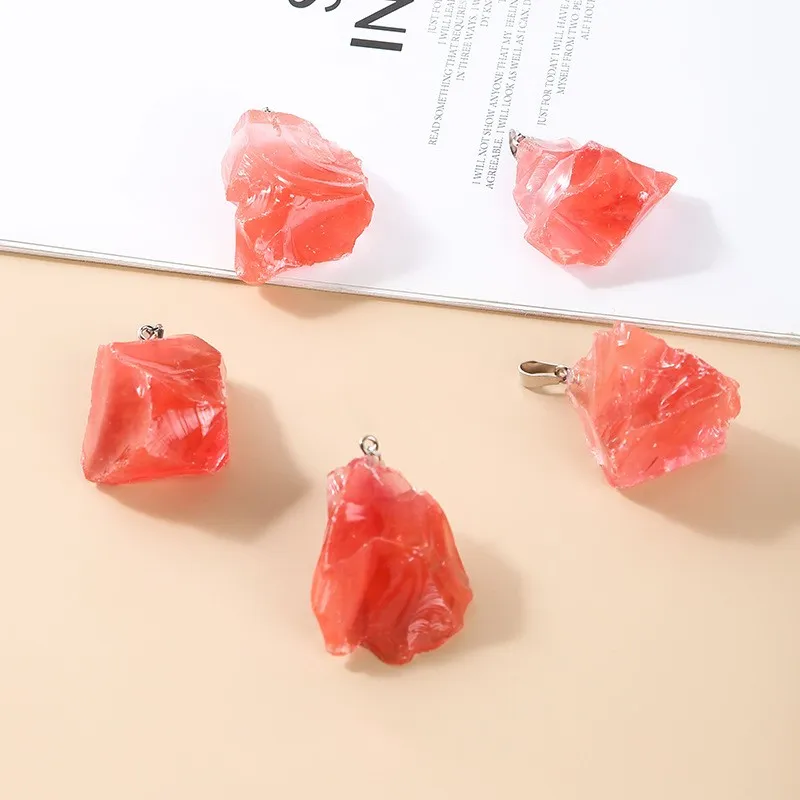 Natural Amethyst Original Stone Pendant - Red