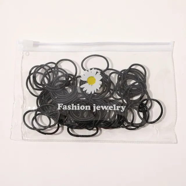Simple Headband Bag Hairband Elastic Leather Hair Rope Suit Women Small Circle Black - Shop at LoveMi