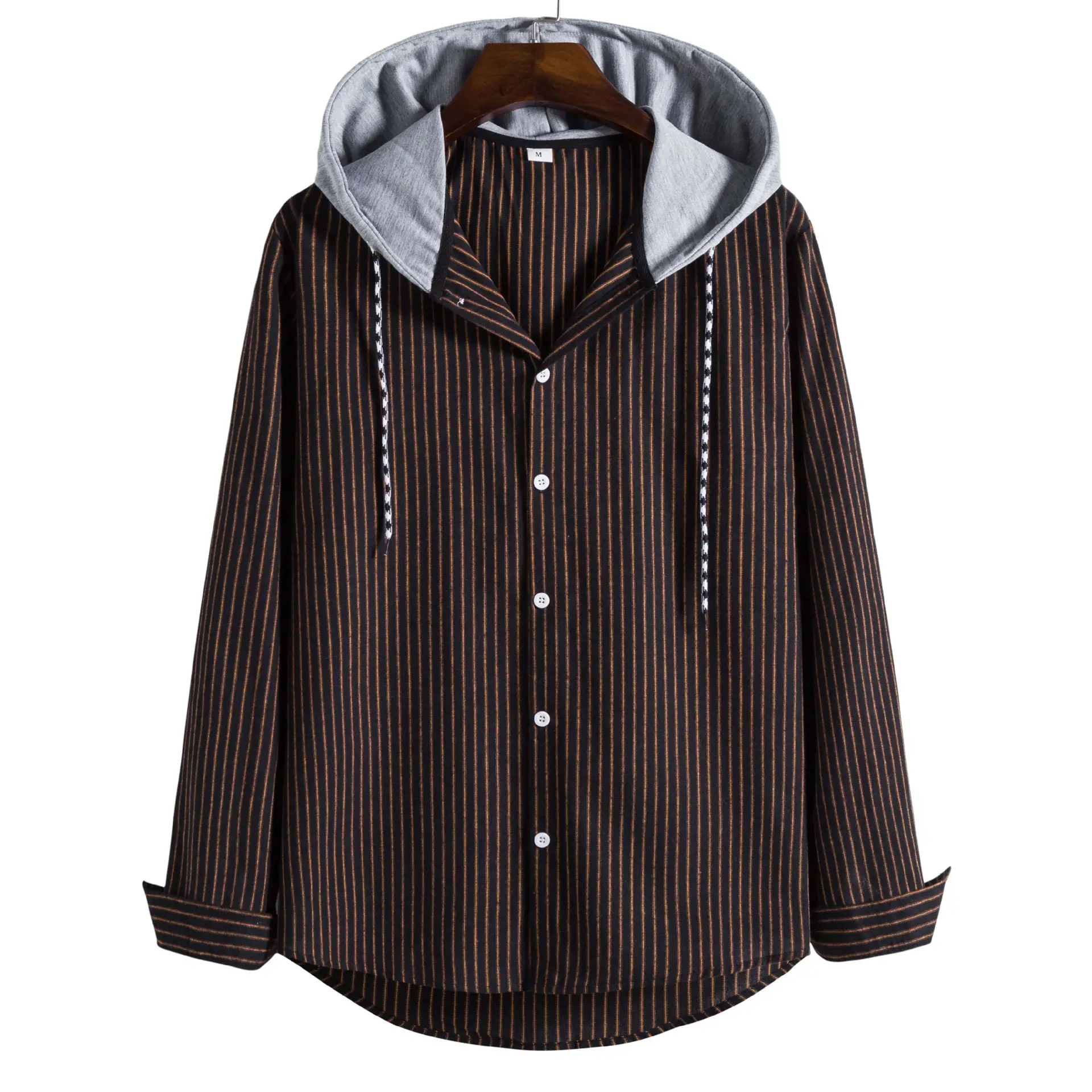 Men's Fashion Casual Hooded Striped Long Sleeve Shirt