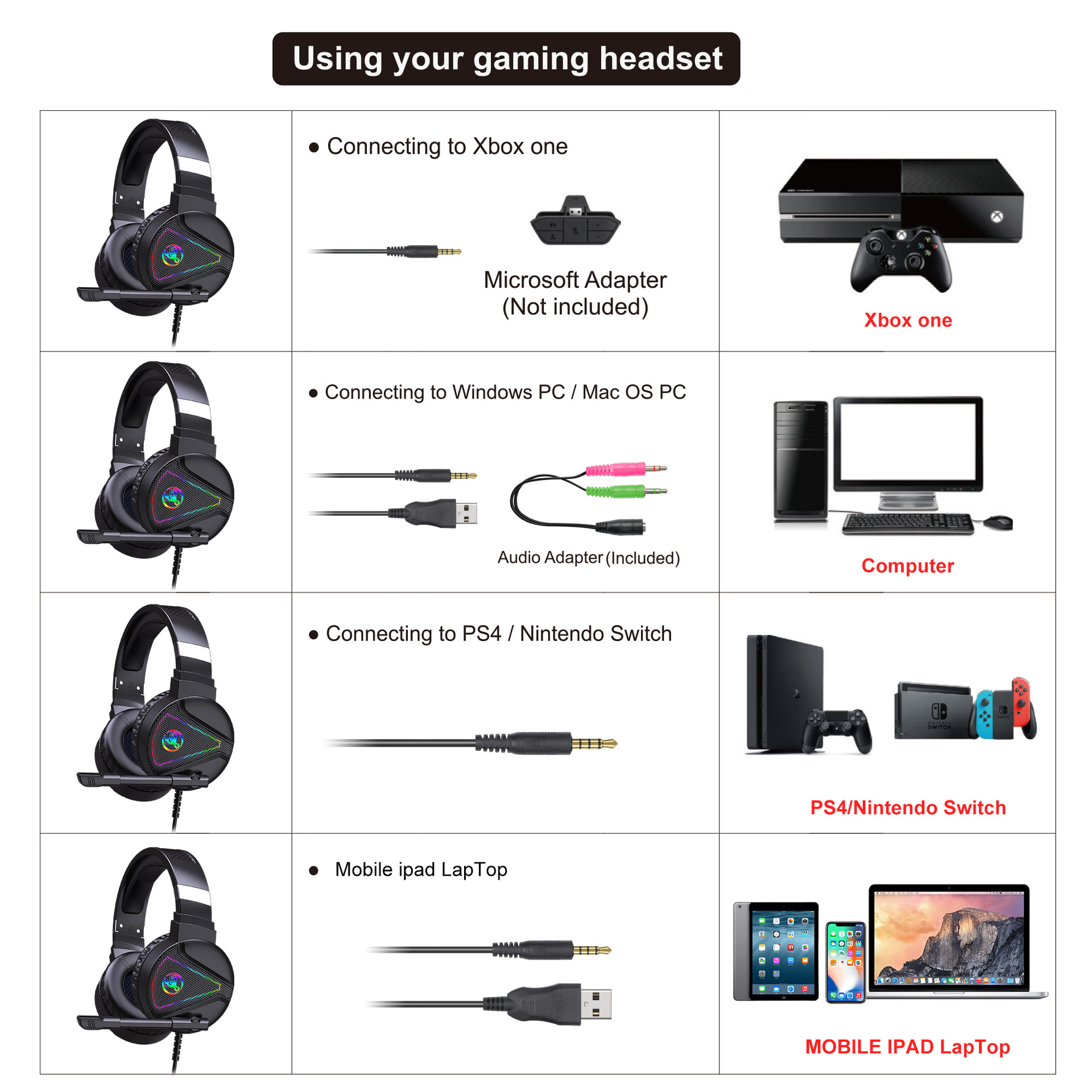 RGB Luminous ABS Headset
