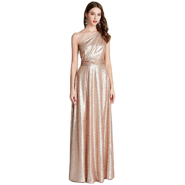 Large Bridesmaid Dress Banquet Dance Host Evening Dress Nude - Shop at LoveMi