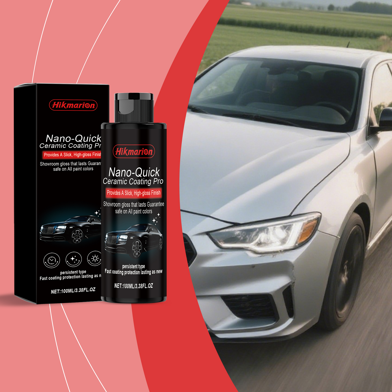 Car Surface Coating Polishing, Refurbishment, Brightening, Daily Cleaning And Maintenance, Nano Ceramic Coating Agent 100ml, 1 Box 4