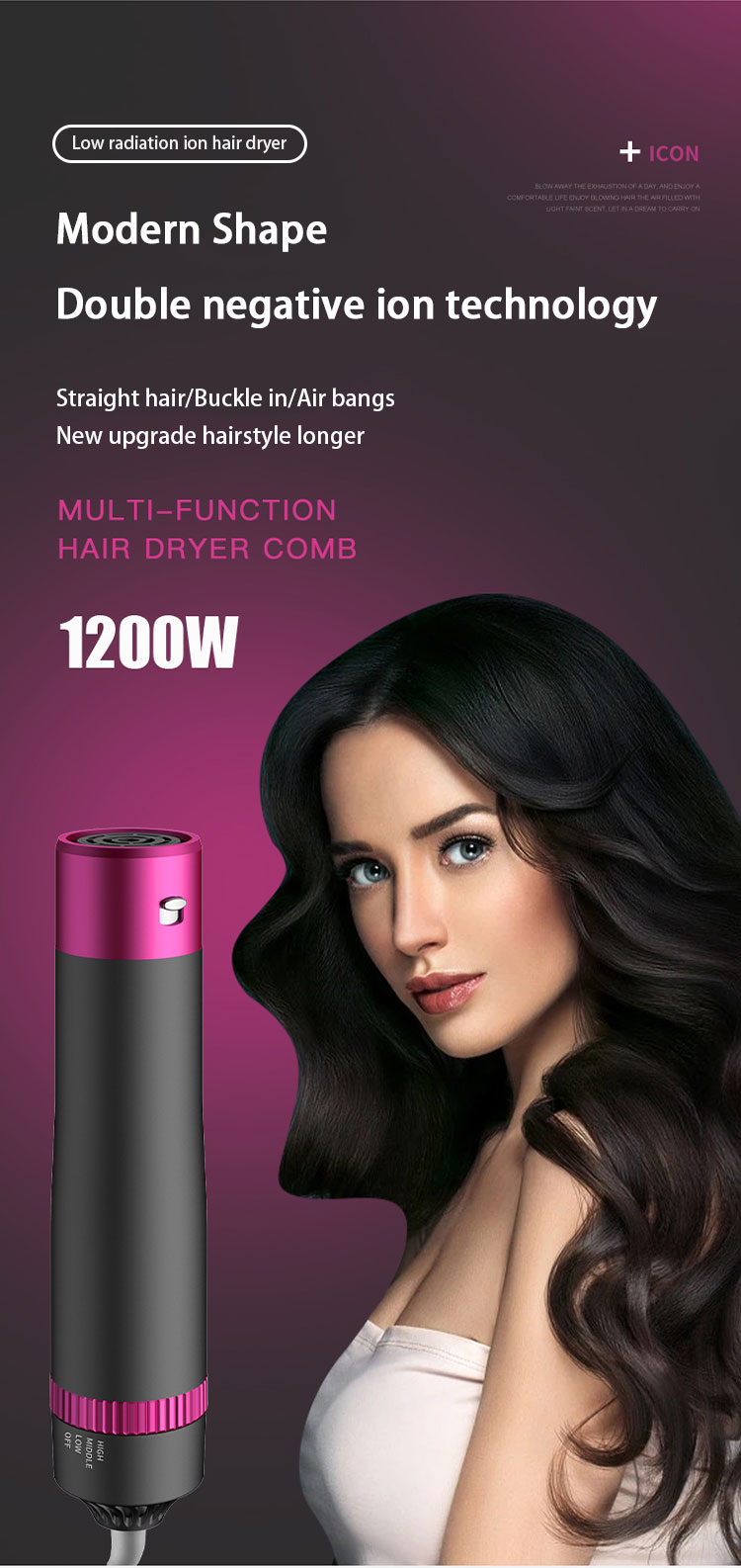 Title 2, 5 In 1 Hair Dryer Brush Hot Air Brush & Volumiz...