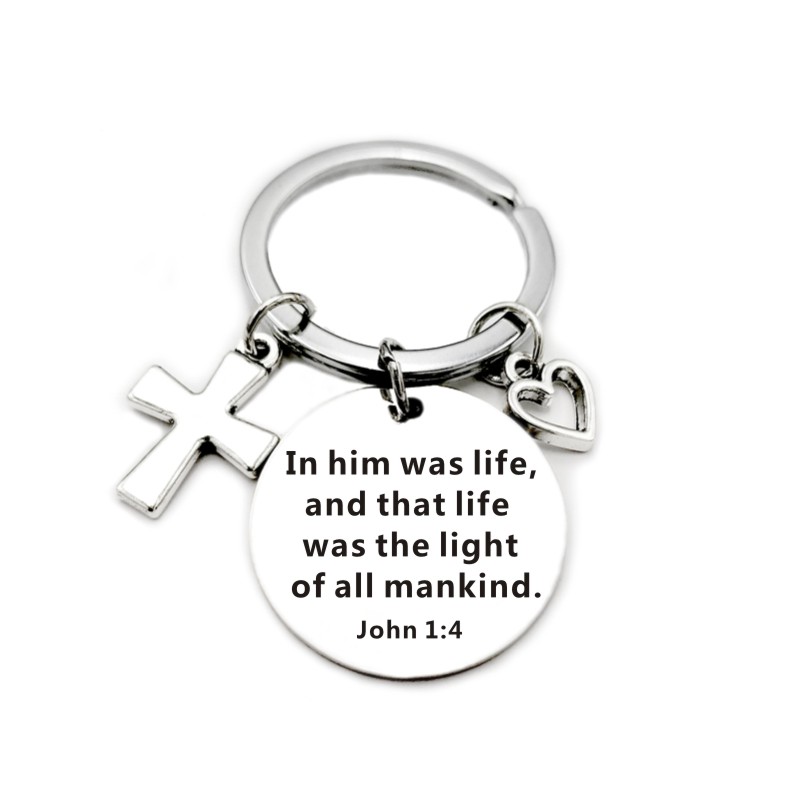 … Scripture Pendant Cross Heart Charms Keychain