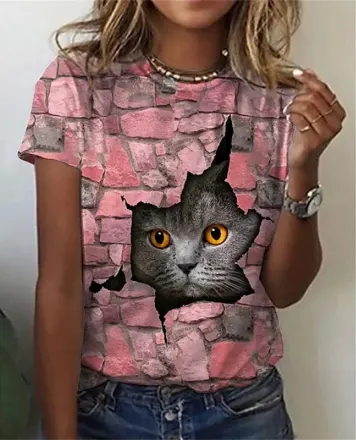 Spring New Tshirt 3D Printing Manufacturer Direct Sales Trendy