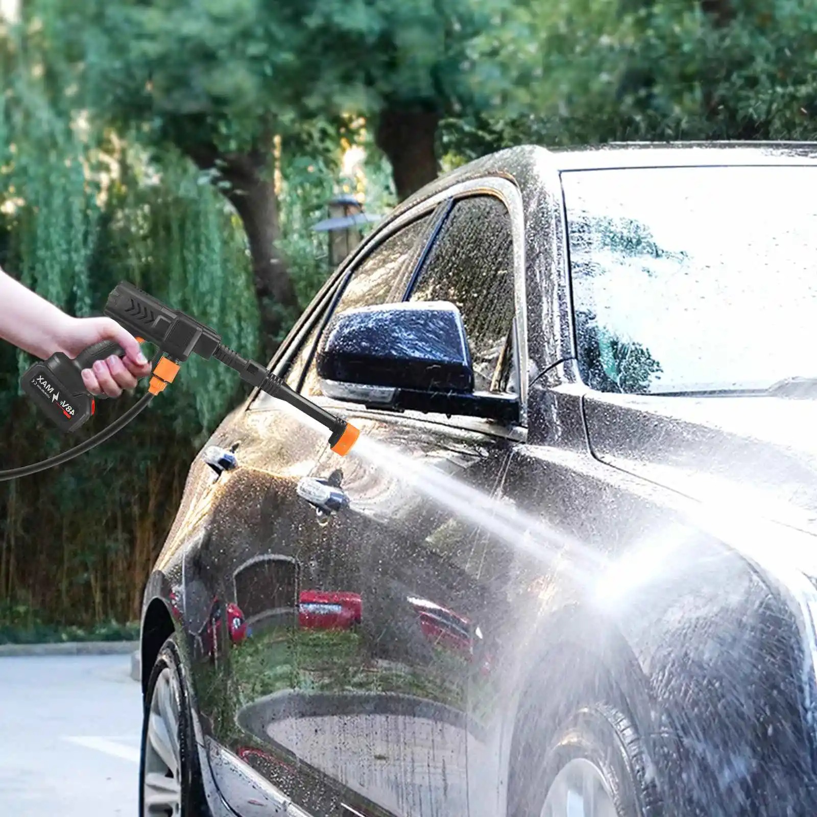 21VCordless High-Pressure Car Washer With Spray Gun And 6-in-1 Nozzle Portable Washer For Cleaning And Watering Cars, Floors, And Gardens 8