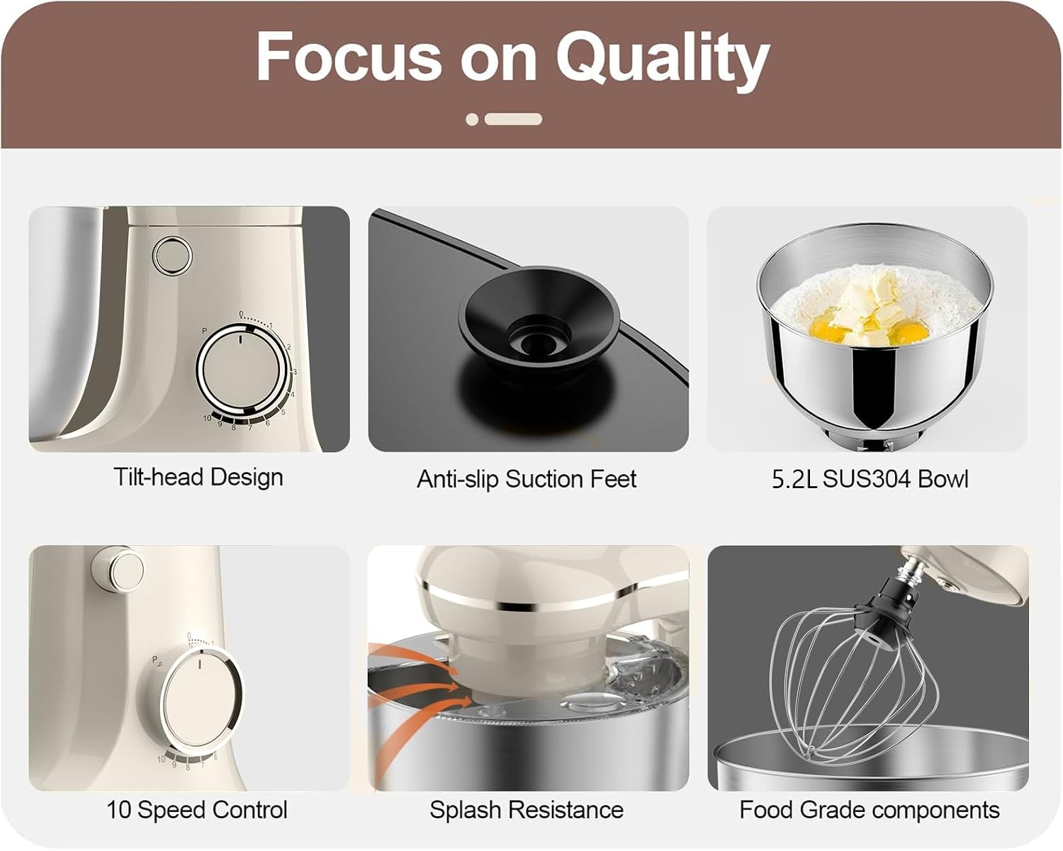 Stand mixer food mixer electric whisk 10 speed with dough