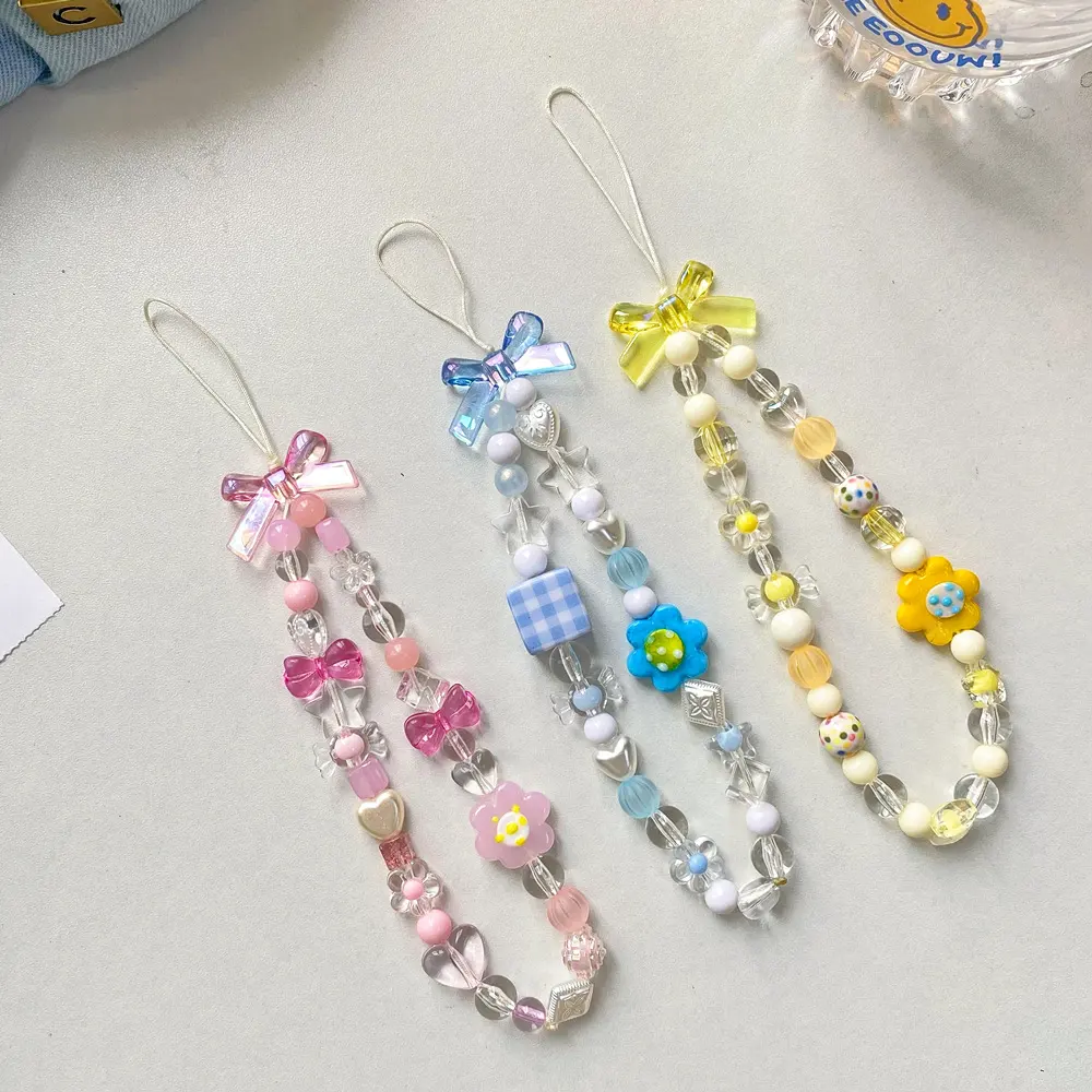 Beaded Flower Mobile Phone Lanyard Jewelry Accessories Hand Rope