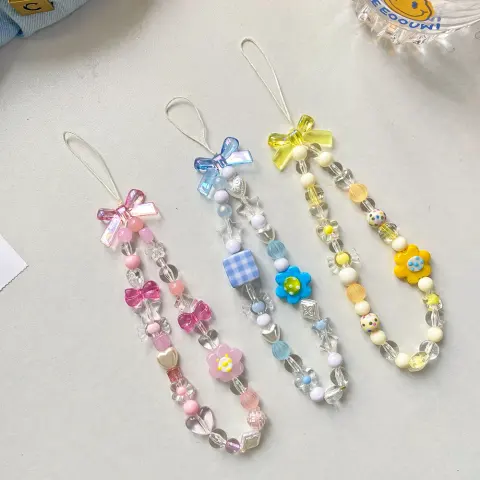 Beaded Flower Mobile Phone Lanyard Jewelry Accessories Hand Rope