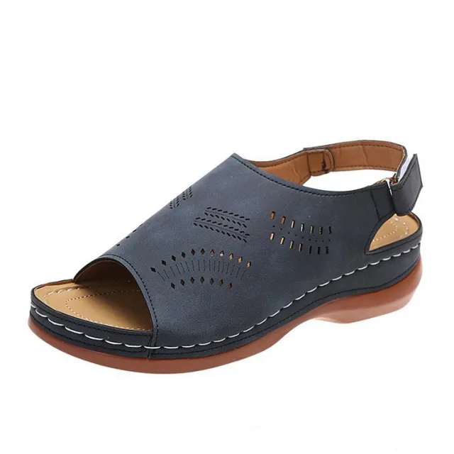 Hollow Back Buckle Fish Mouth Vintage Casual Shoes Blue - Shop at LoveMi