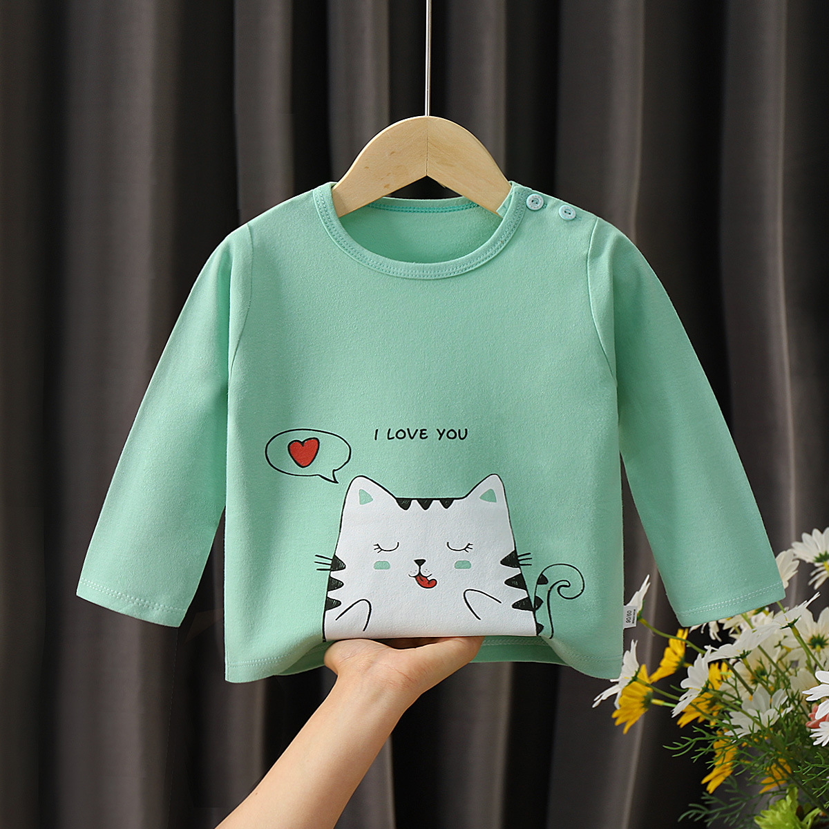 Boys And Girls Cartoon Print Bottoming Shirt