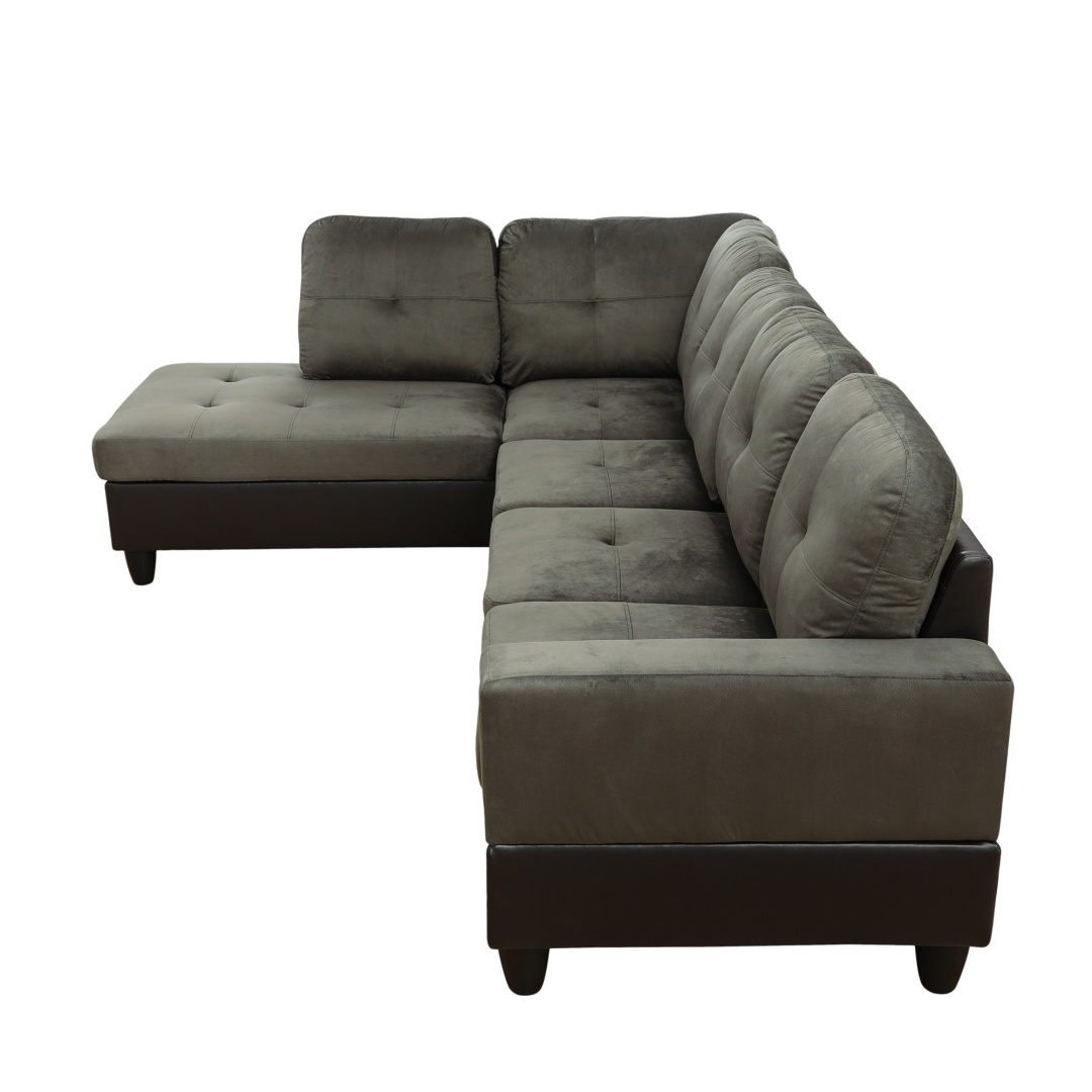 Taupe Flannel And PVC 3-Piece Couch Living Room Sofa Set