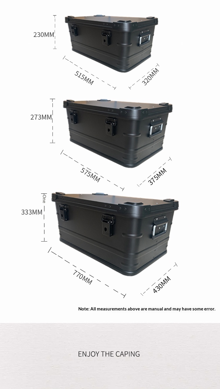 Black Aluminum Alloy Storage Box Camping Outdoor Aluminum