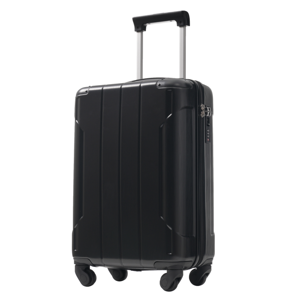 20-Inch Hardshell Carry-On Luggage, Lightweight Durable ABS Suitcase with Spinner Wheels, Built-in TSA Lock, 2 Packing Cubes, Black-20