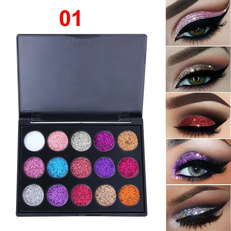 Creative 15 Colors Diamond Sequin Eyeshadow Palette - 1 Style
