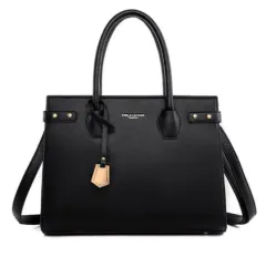 Solid Colour Zipper Clutch PU Clutch Shoulder - Black - View 1