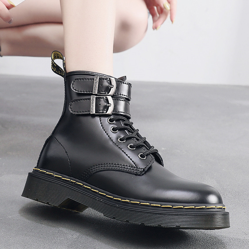 British High Top Women's Boots Leather Motorcycle Double Ride