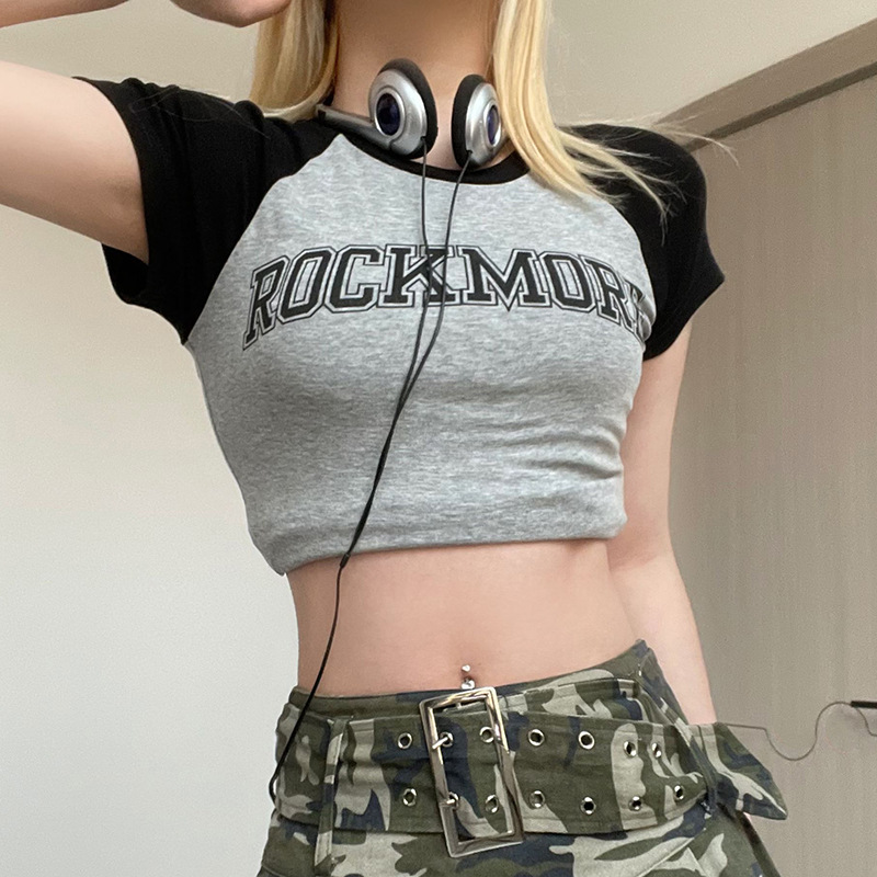 Spicy Girls' Tight-fitting Short Knitted Top With Exposed Navel