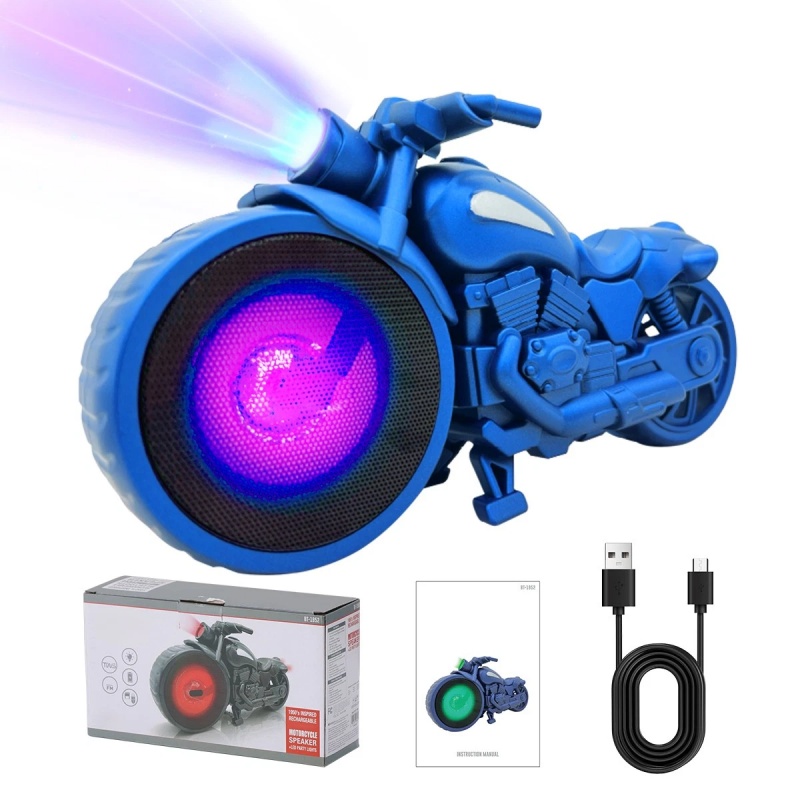 Retro Design Portable Bluetooth Speaker Motorcycle Replica TF Card LED FM Radio 8