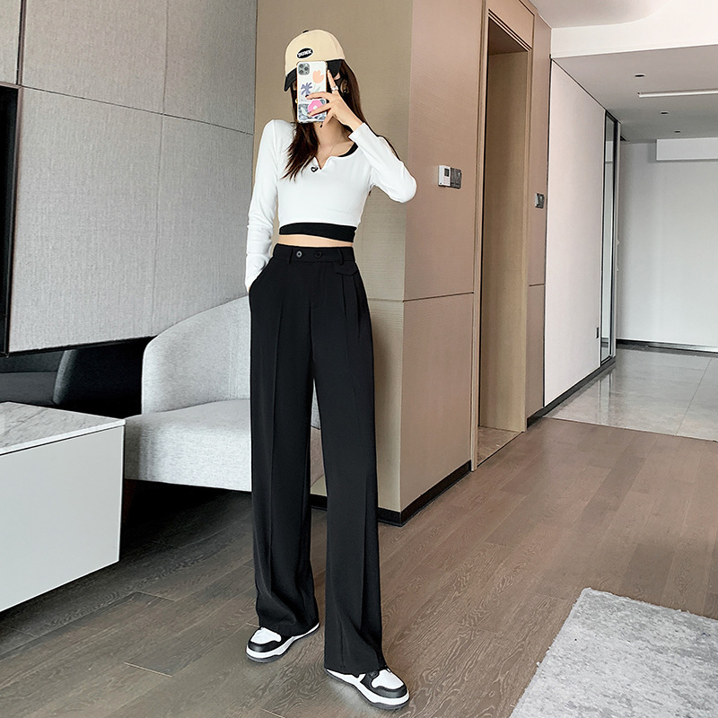 Spring And Summer New High Waist Sagging Trousers Female