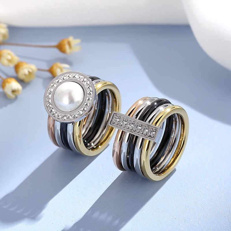 Creative Multi-ring Multi-color Diamond Ring Punk