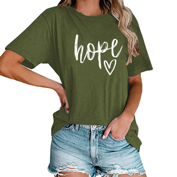 Title 16, Womens HOPE Love Print Loose T-shirt offers ef...