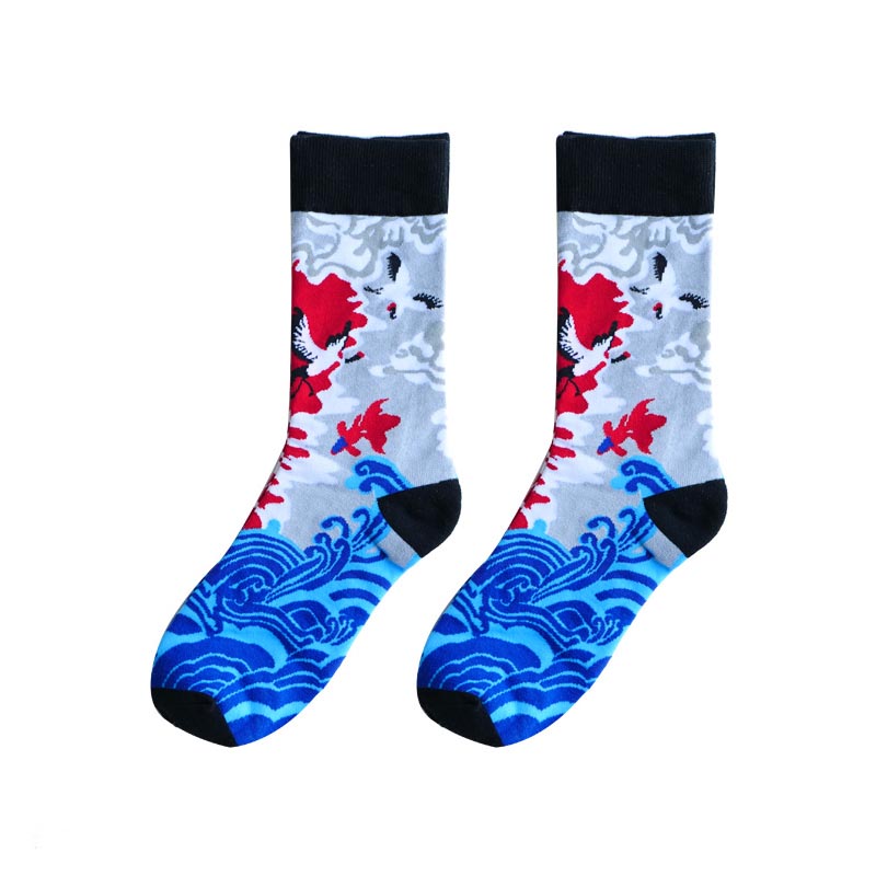 Title 4, Dragon Phoenix Crane Pattern Fashion Socks