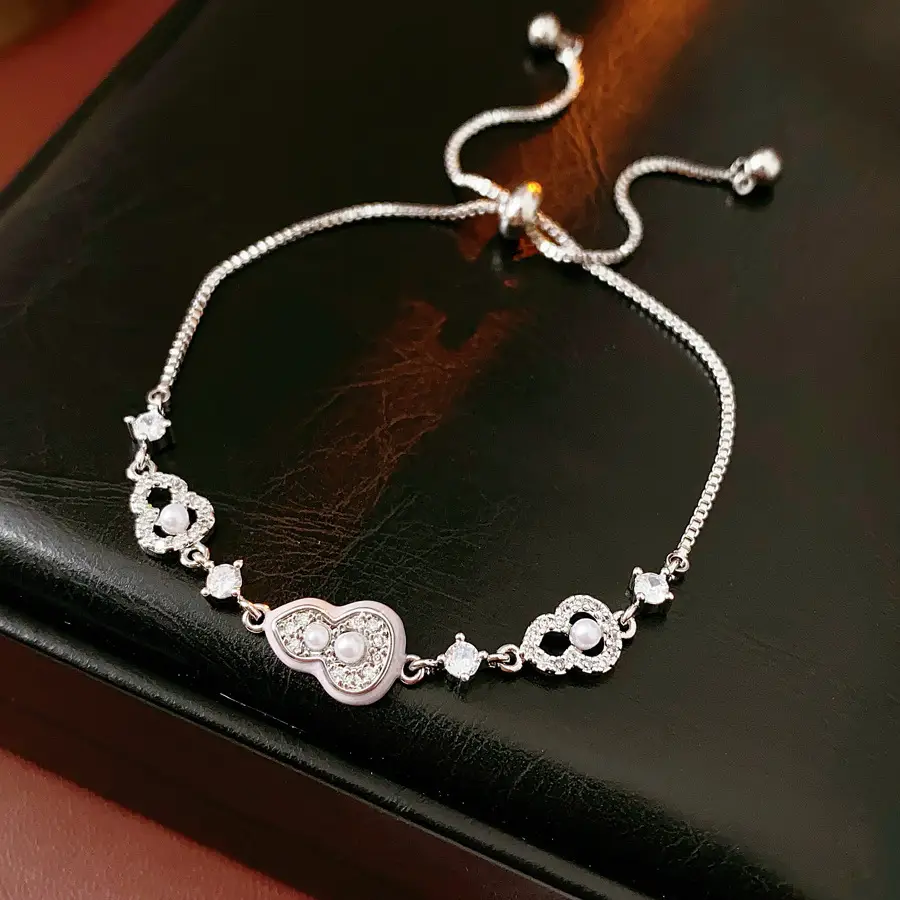 18K Gold Plated Gourd Zircon Pearl Bracelet Exquisite Elegant Versatile Bangle Luxury Premium Wrist Jewelry For Women