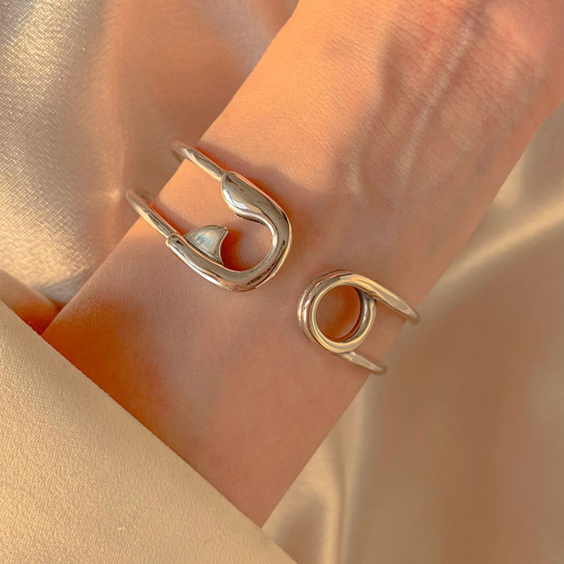 Cross Pin Knotted Heavy Sterling Silver Bracelet