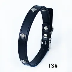 Pack Of 10 1.5 Leather Collars Dog Collars PU Collars - Black - View 1