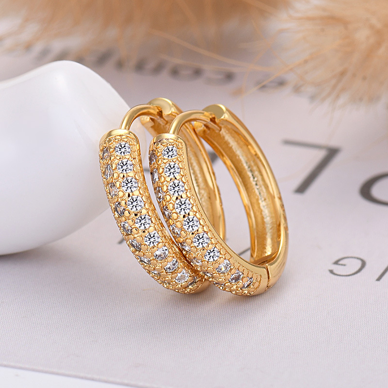New Light Luxury Diamond Zircon Circle Silver Needle Earrings