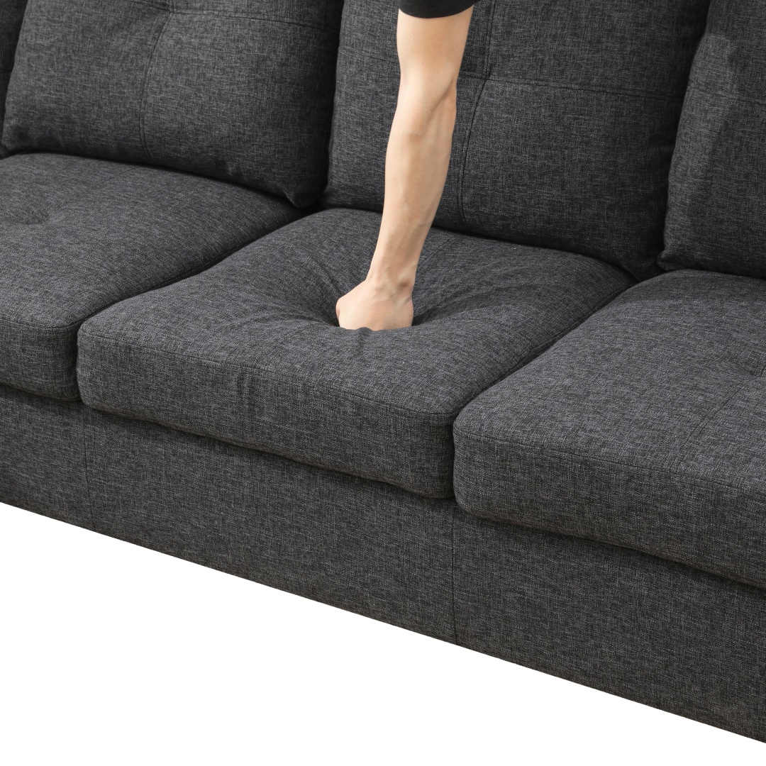 Pickup Only--Black Grey Linen 3-Piece Couch Living Room Sofa Set