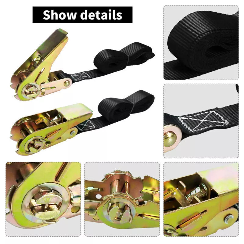 Ratchet Straps Tie Down 4 X 25mm Endless 6 Metre Black 3000kg Lashing Straps UK — foto 11