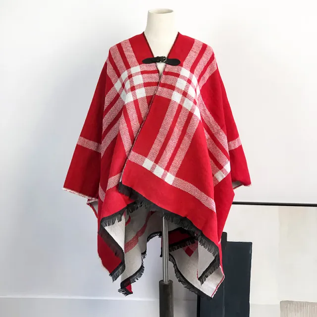 Women's Fashion Simple Double sided Shawl Christmas Red - Shop at LoveMi