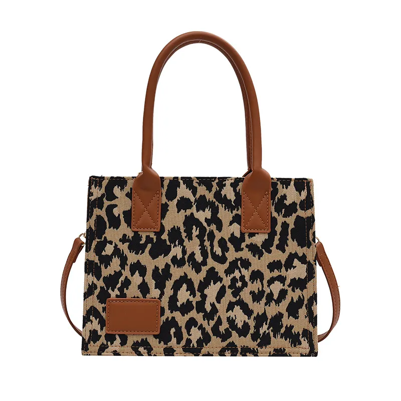Leopard Print Trendy Small Square Bag Shoulder - Brown