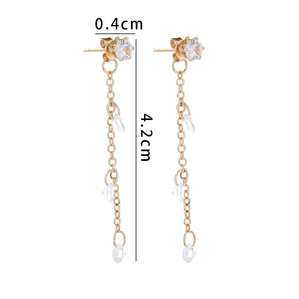 Ultra-shimmering Zircon Chain Earrings Long Tassel Personality Crystal Earrings Simple Temperament Earrings Red New Fashion Accessories