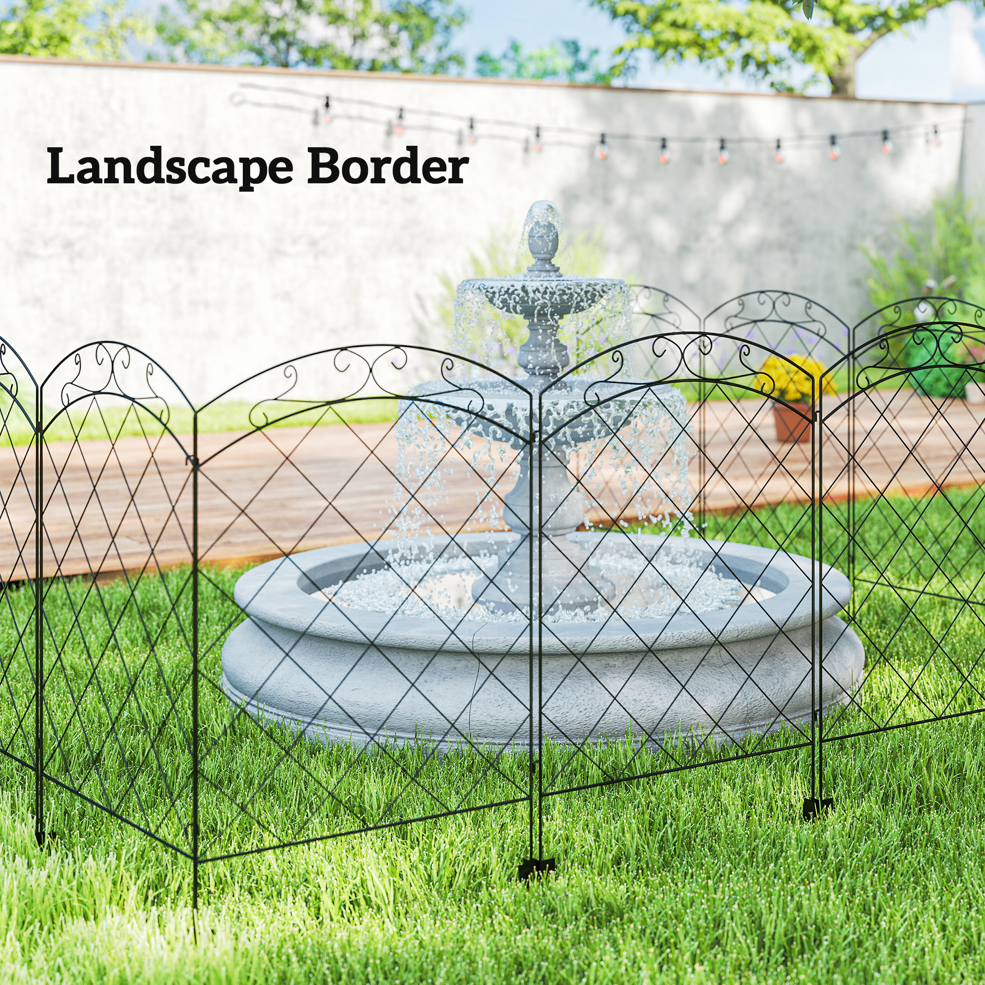 Steel Decorative Outdoor Pole Fence Board Set 4-piece Black-120.5x93x7 — image 8