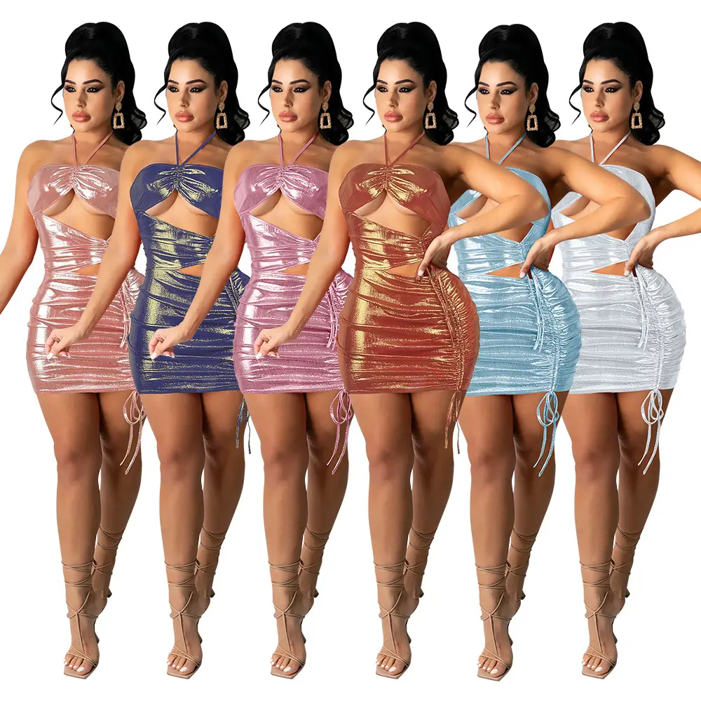 Chest Wrapped Hanging Neck And Buttocks Irregular Dress