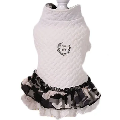 New Style Pet Clothes Cotton Skirt Warm Dog Cotton Clothes White - Shop at LoveMi
