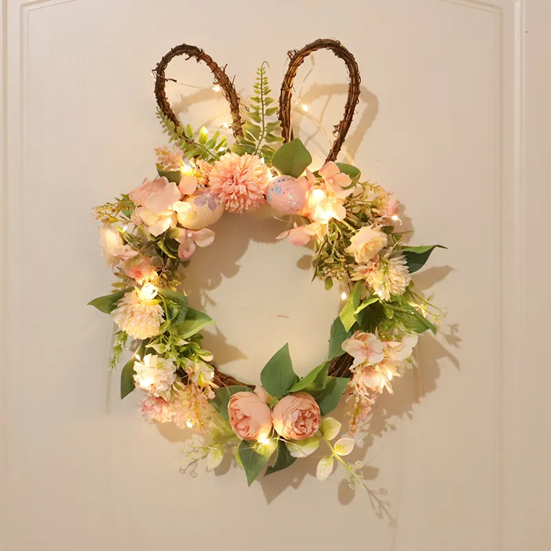 Easter Egg Simulation Wreath Easter Chrysanthemum Rabbit Modeling Decorative Pendant – image 2