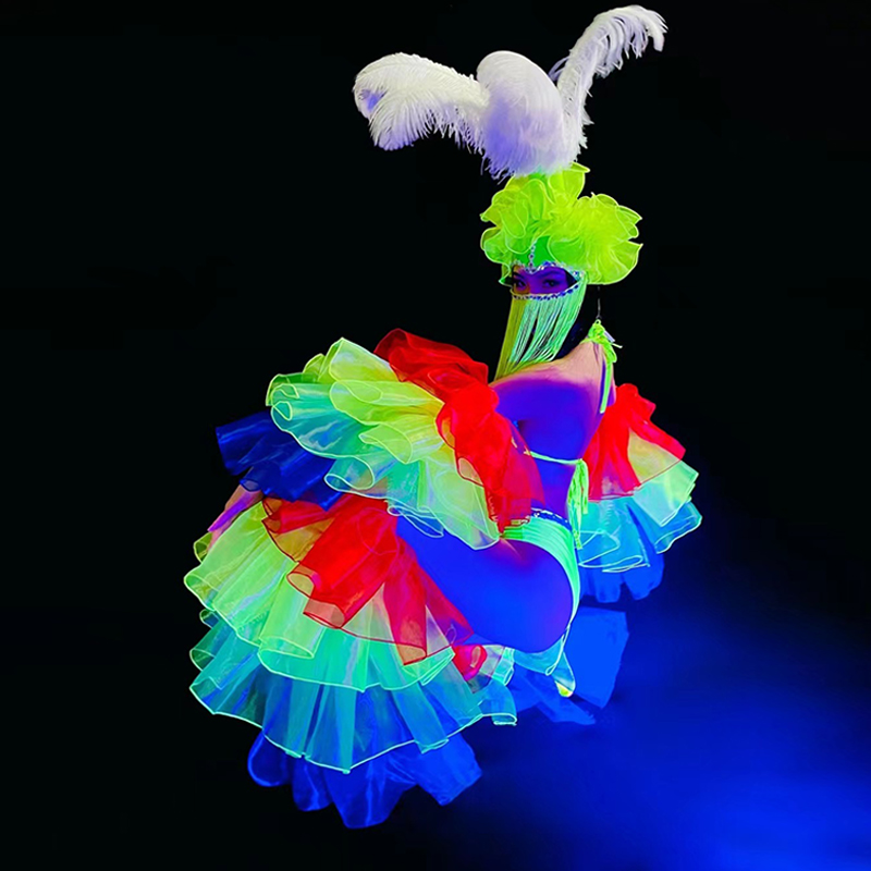 Title 7, Rainbow Lace Puffy Feather Tassel Headdress Per...