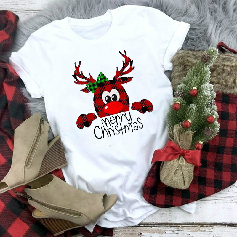 Title 8, Casual Christmas Print Round Neck Short-sleeved...