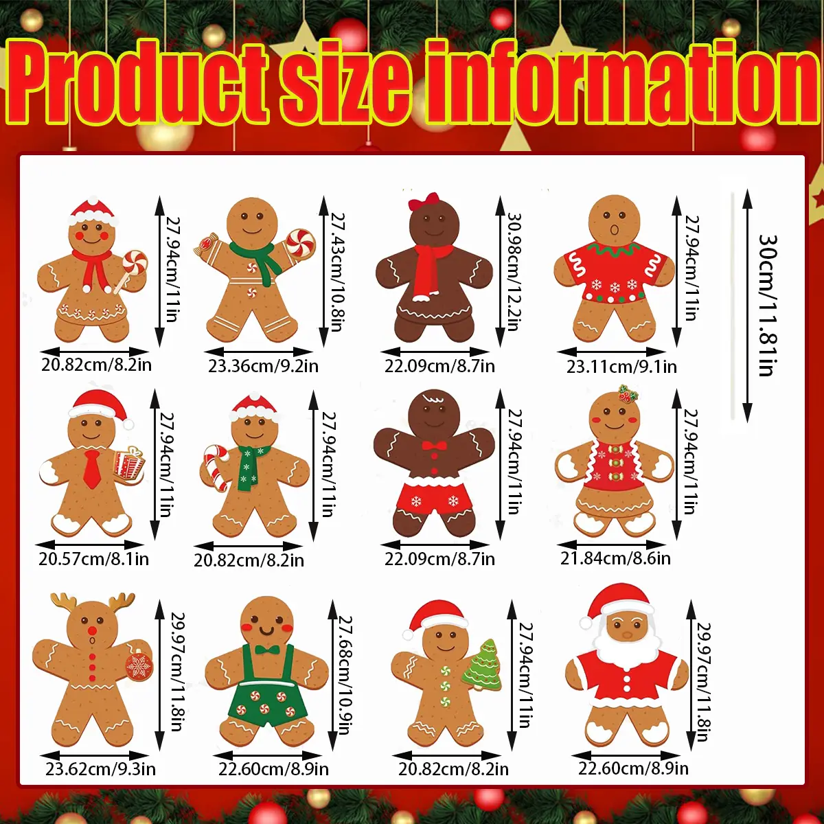 12 Pcs Christmas Gingerbread Man Yard Sign Waterproof Outdoor Xmas Gingerbread Lawn Signs Yard Decoration For Holiday Lawn Yard Patio Walkway Pathway Decor