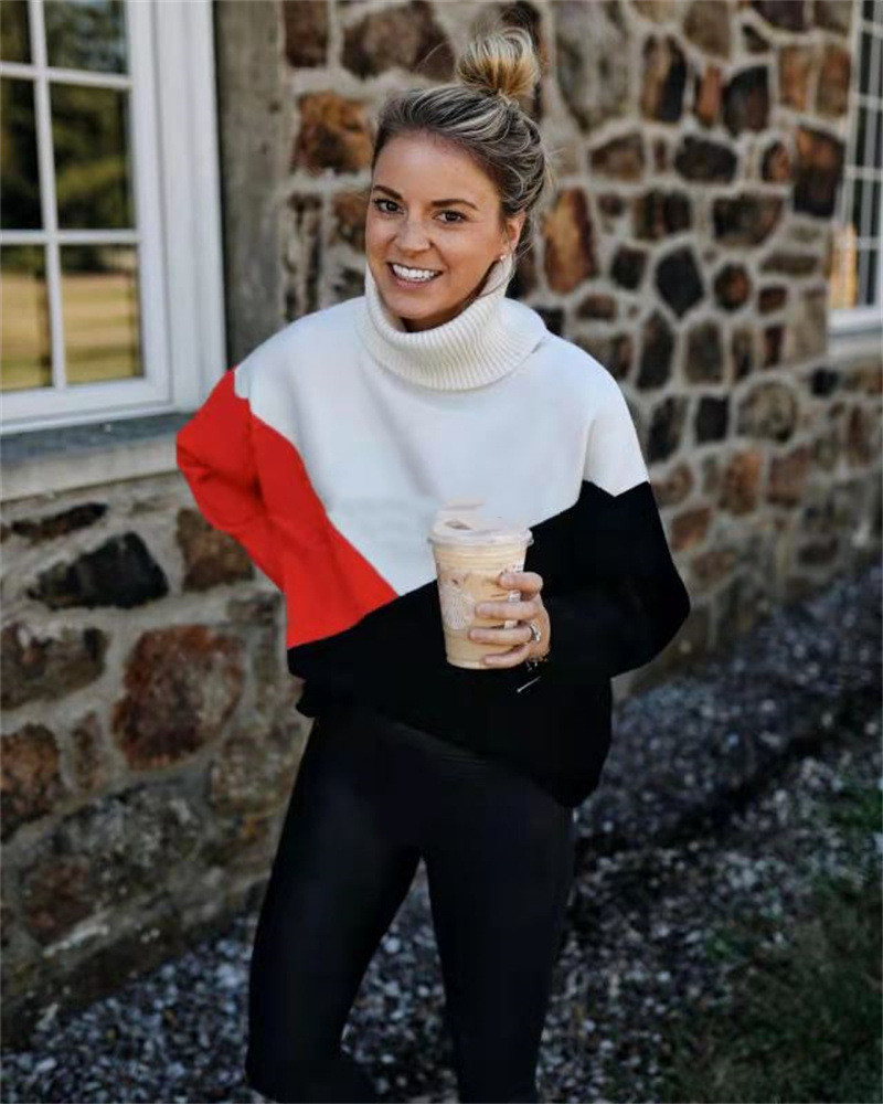 Stitching Women's Sweater Pullover OL Commuter Plaid