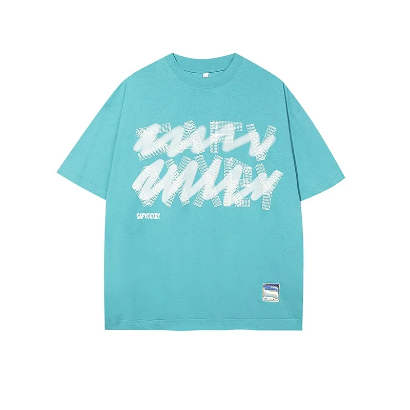 American Vintage High Street Short-sleeved T-shirt Female Half-sleeve - Aqua-S