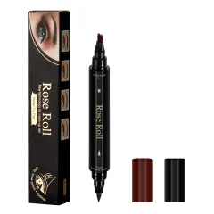 Double Headed Self-adhesive Eyeliner And Four-pointed Water Eyebrow Pencil - Red Brown - View 1