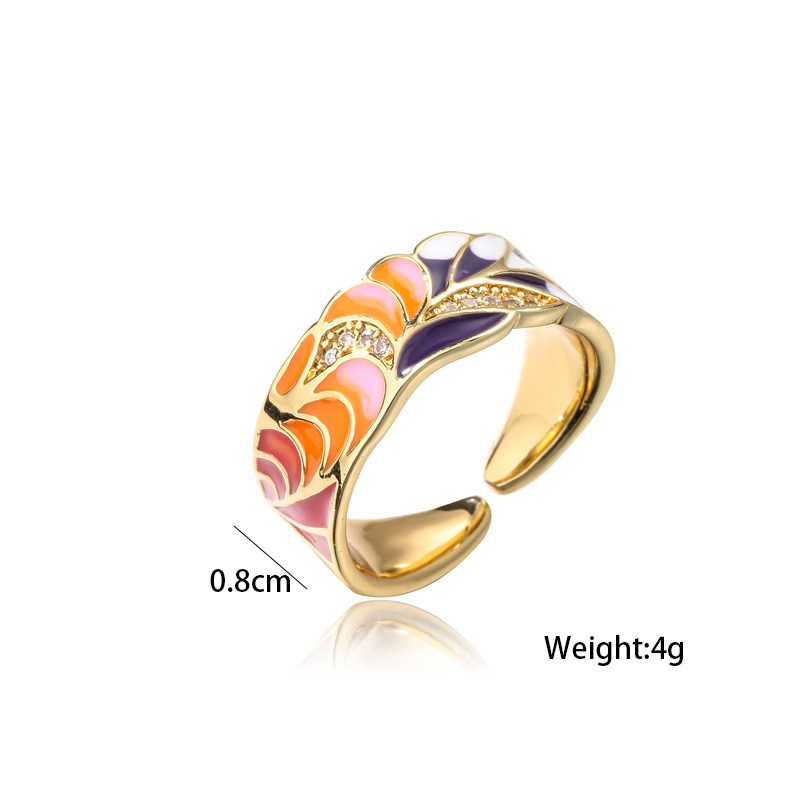 خاتم بتصميم فتحات نباتية مع تأثير تقطير الزيت ذات الطابع العصري