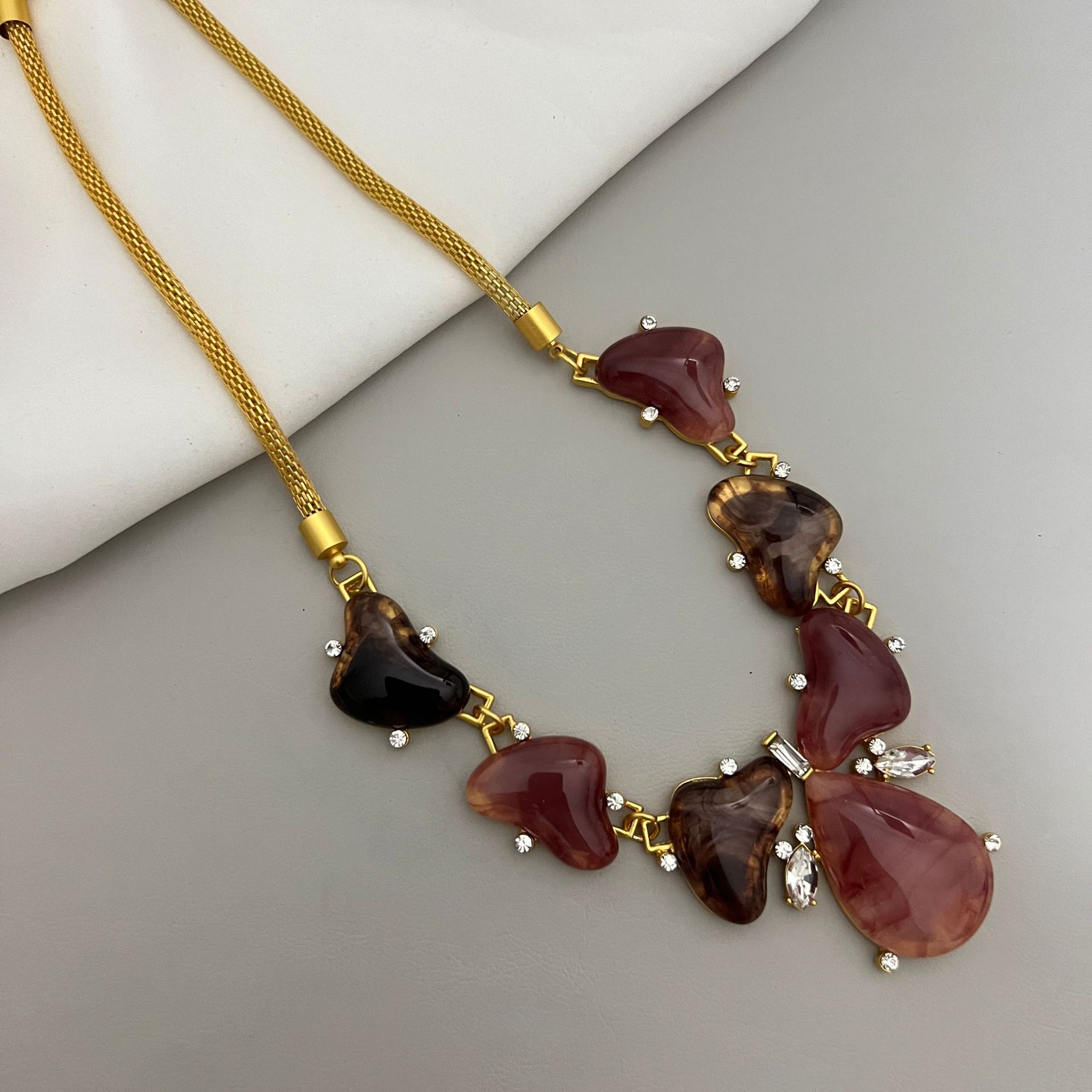 Crystal Diamond Pearl Gold Collar